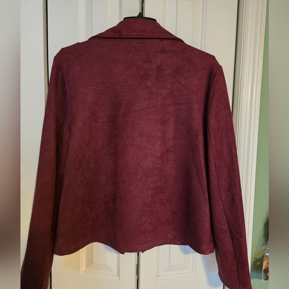 Bagatelle Burgundy Faux Suede Moto Jacket - Picture 5 of 6